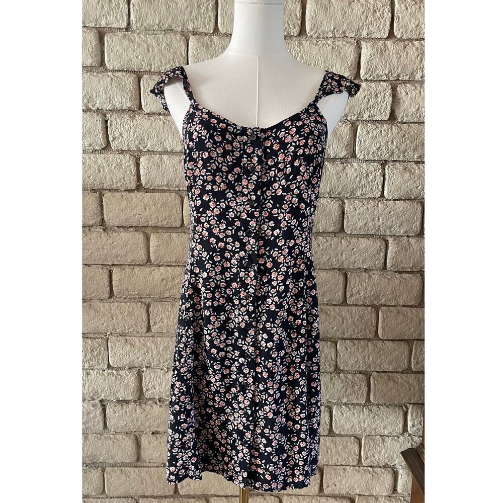 Mossimo Supply Co. Black‎ Floral Mini Sundress Ruffle Straps Size Small